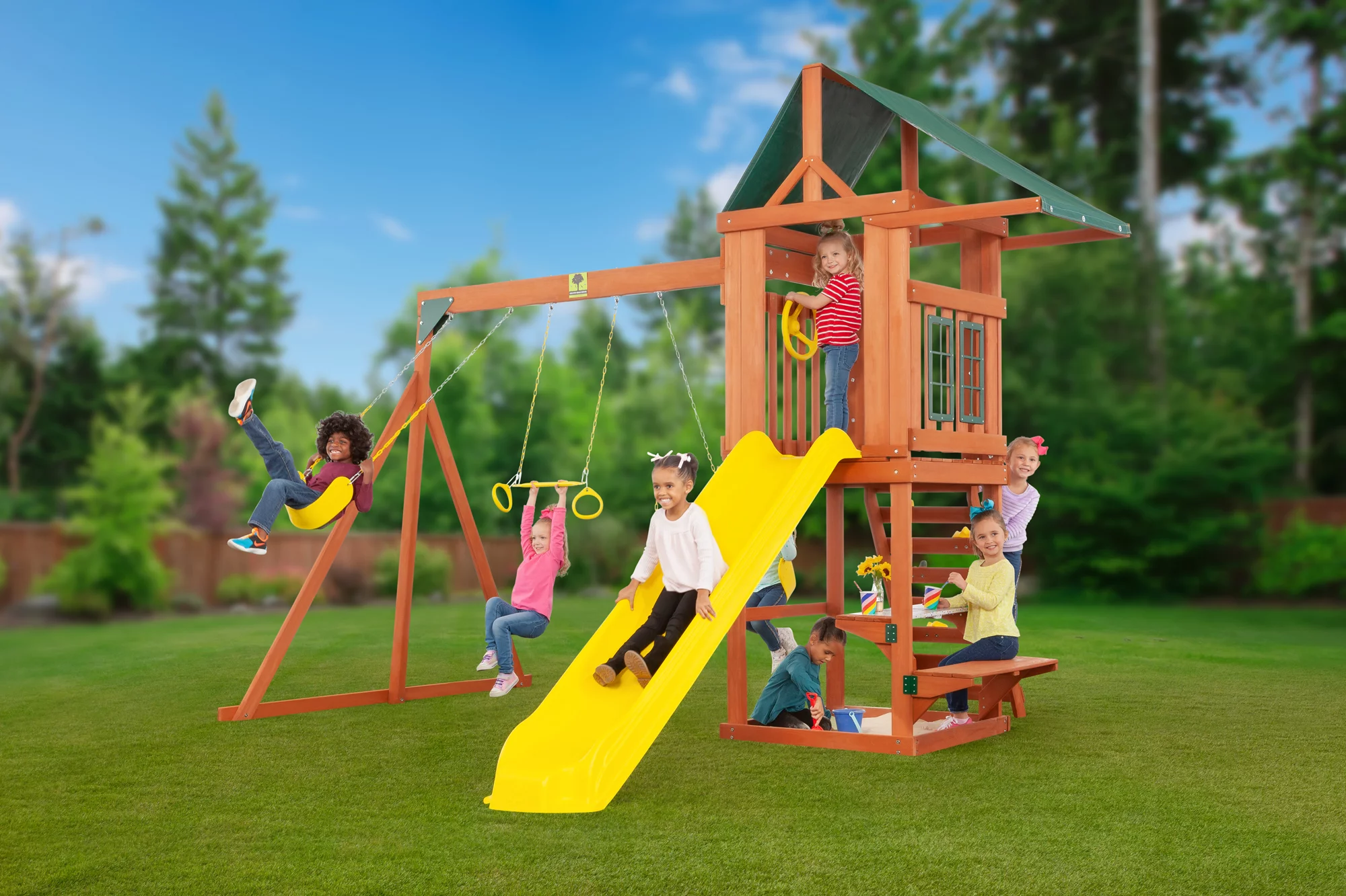 Creative Cedar Designs Cedar Cottage Wooden Swing Set