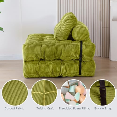 MAXYOYO Folding Sofa Bed, Convertible Sleeper Chair with Pillow Foldable Mattress with Back Support