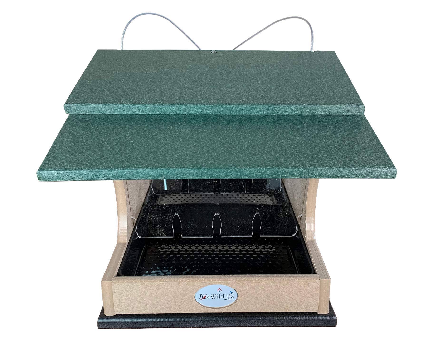 JCS Wildlife Large Poly Hopper Bird Feeder (Green/Tan)