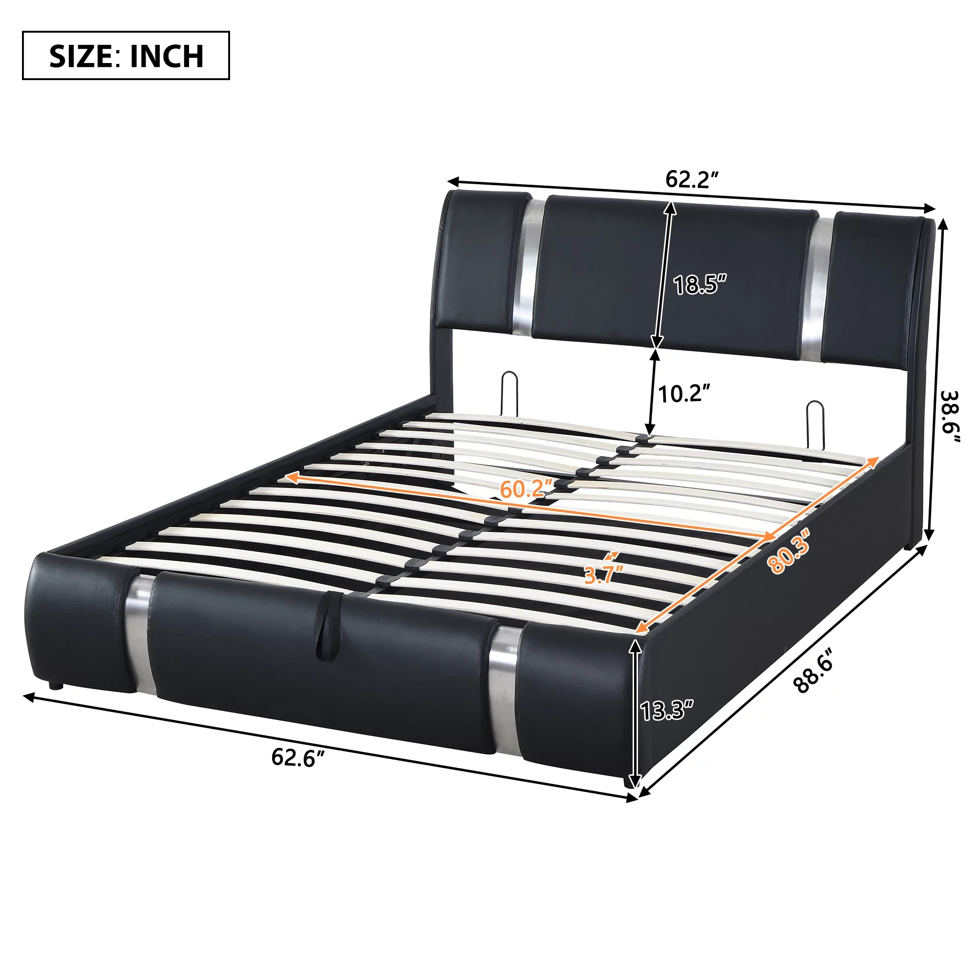 Churanty Queen Size Lift Up Storage Bed,PU Upholstered Platform Bed with Hydraulic Storage System and Headboard,Black
