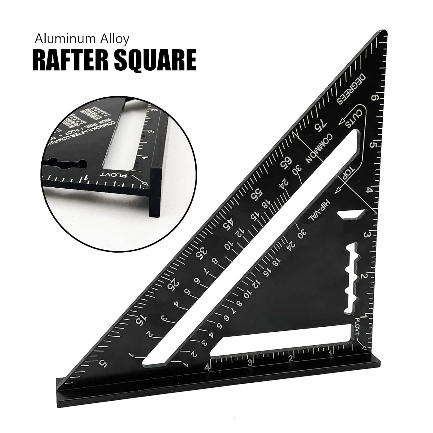 7 inch Rafter Square Aluminum Alloy Double Scale Triangle Ruler Angle Ruler Carpenter Triangle Square Rafter Tool Mensurement Tool for Woodworking