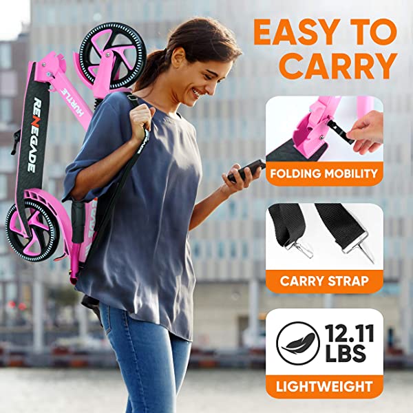 Hurtle Scooter &ndash; Scooter for Teenager &ndash; Kick Scooter &ndash; 2 Wheel Scooter with Adjustable T-Bar Handlebar &ndash