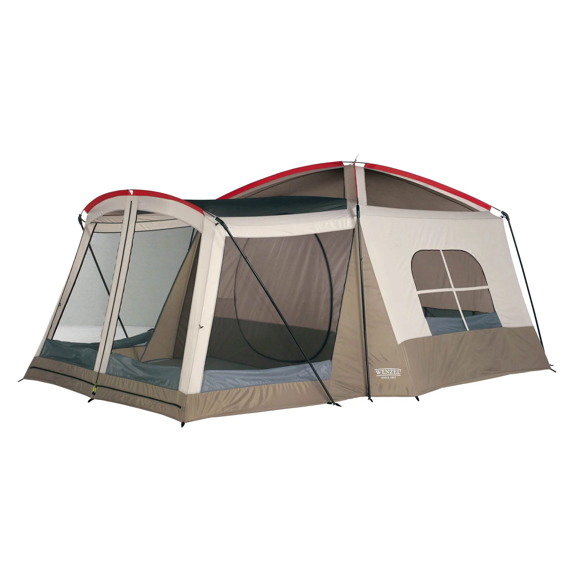 Wenzel Klondike 8-Person Large Outdoor Camping Tent with Screen Room, Brown - Radiant Selections