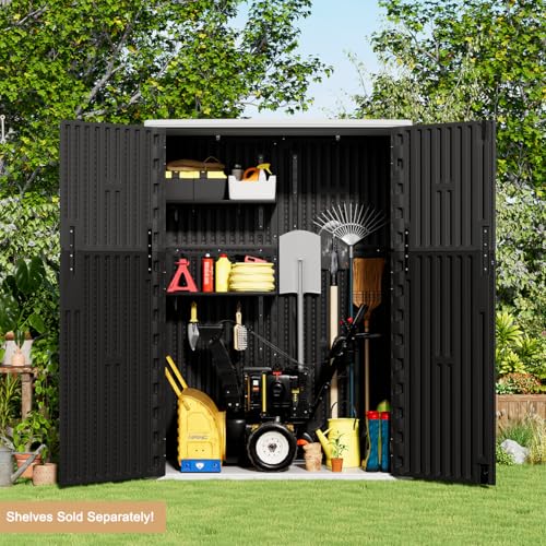 KINYING Outdoor Vertical Storage Shed,57 Cu.ft Outdoor Storage Cabinet Waterproof,Resin Sheds & Outdoor Storage Clearance for Garden,Patio,Backyard