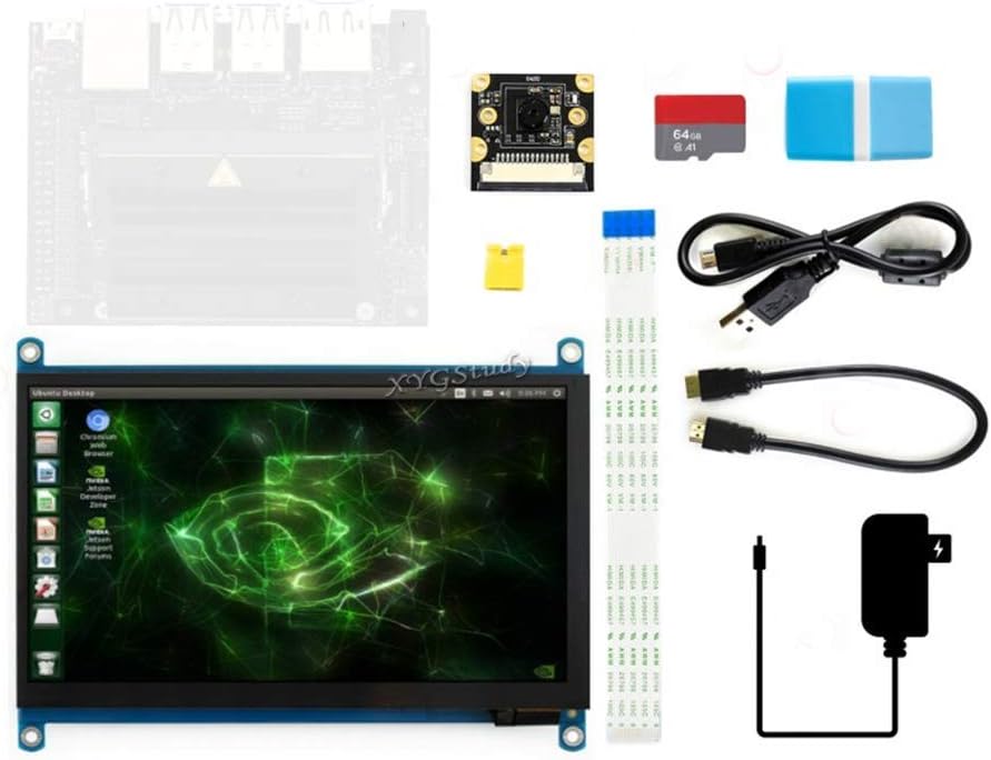 Jetson Nano Developer Accessories Kit for Small Powerful Computer AI Development Board with 7 inch IPS Touch HDMI Screen LCD Display Micro Card 64GB
