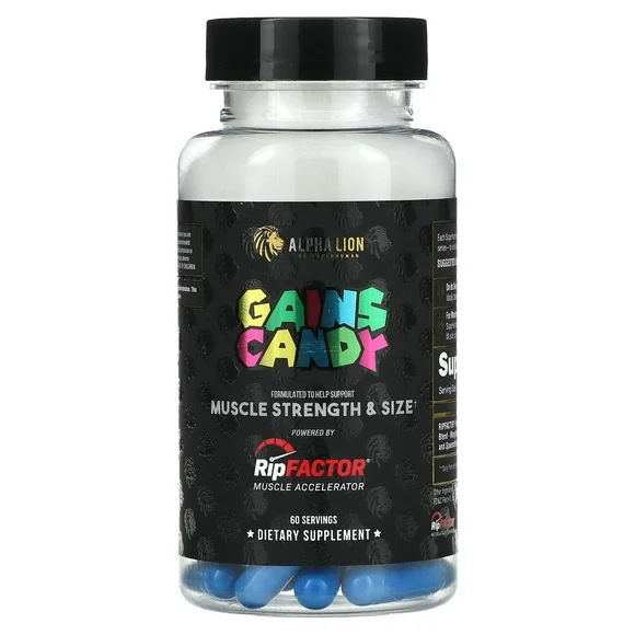 Alpha Lion Gains Candy, Workout Performance & Endurance, 60 Capsules (RipFactor) - Kansas Nuitrition - HNZSDS