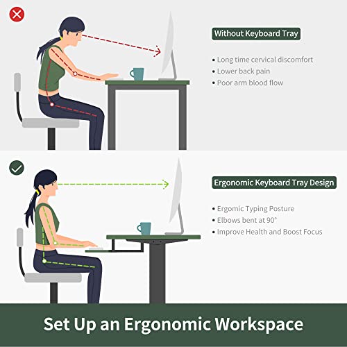 FEZIBO Standing Desk with Keyboard Tray, 40 × 24 Inches Electric Height Adjustable Desk, Sit Stand Up Desk, Computer Office Desk, Light Rustic