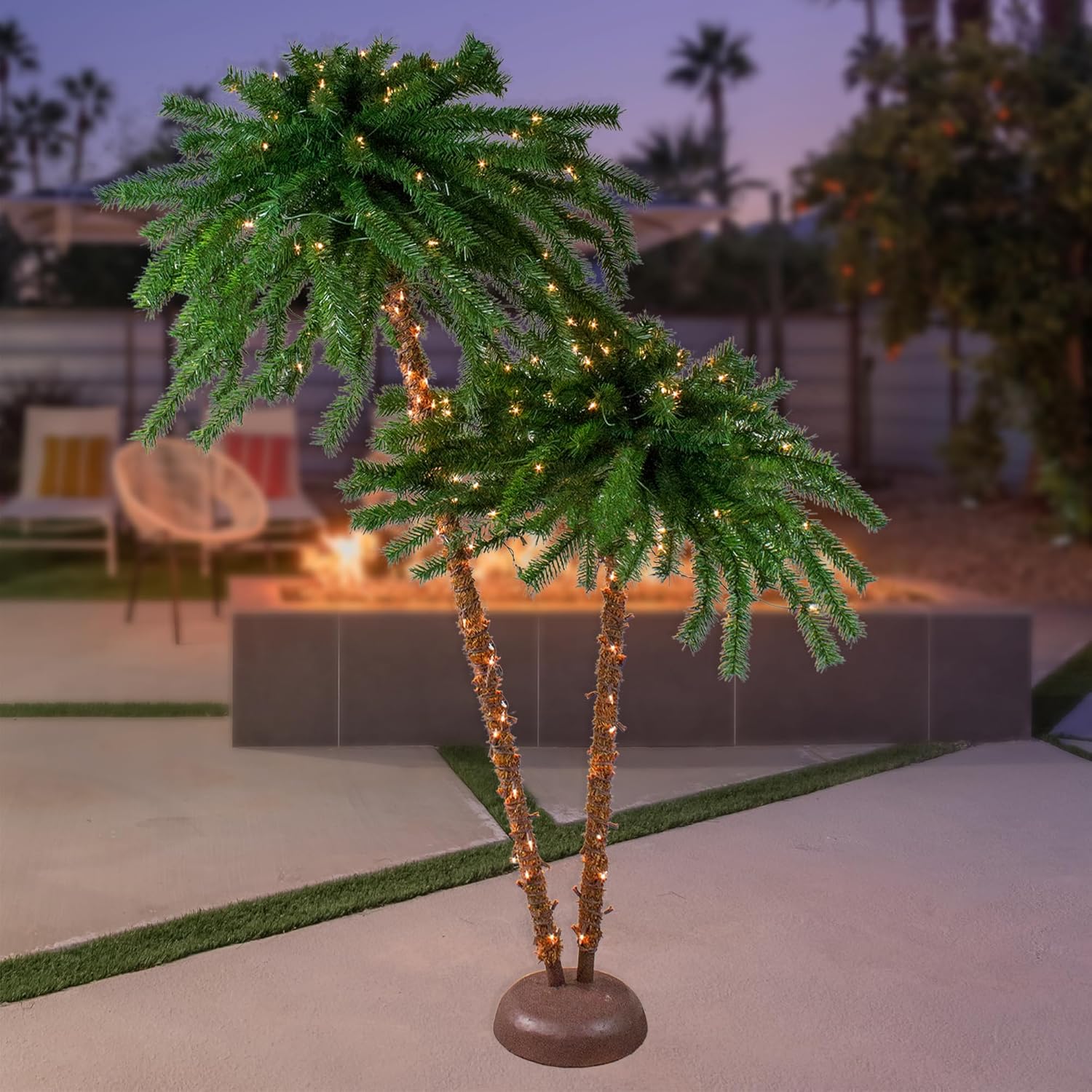 Northlight 6' Pre-Lit Artificial Tropical Outdoor Patio Palm Tree - Clear Lights