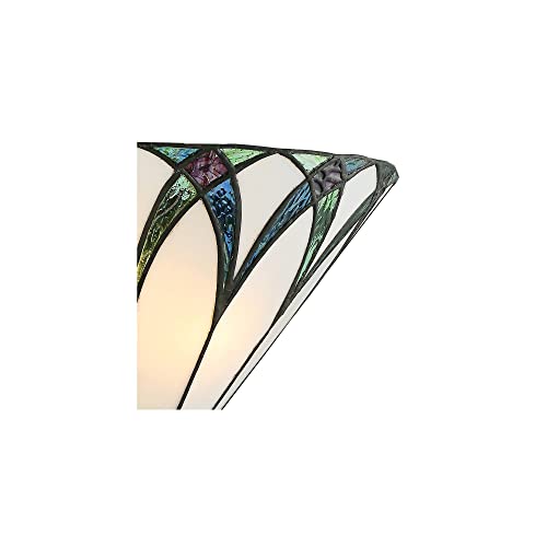 Regency Hill Filton Tiffany Style Wall Light Sconce Bronze Hardwired 12 1/4" Wide Fixture Blue White Stained Art Glass Shade for Bedroom Bathroom