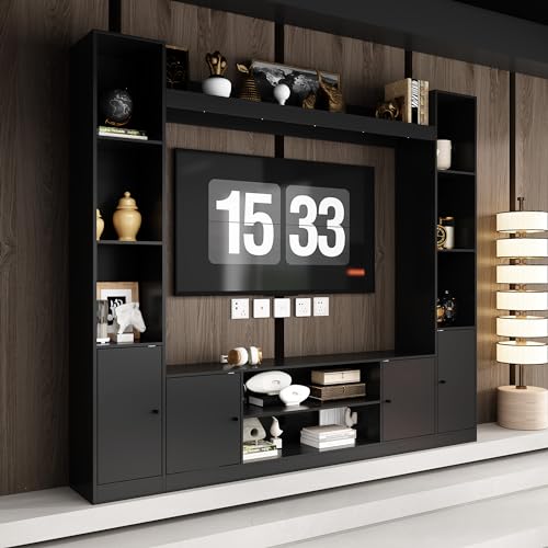 Homsee 4-in-1 Wall Unit TV Stand with Bookshelves for TVs up to 65", Modern Entertainment Center Media Console Table with storage & Cord Management