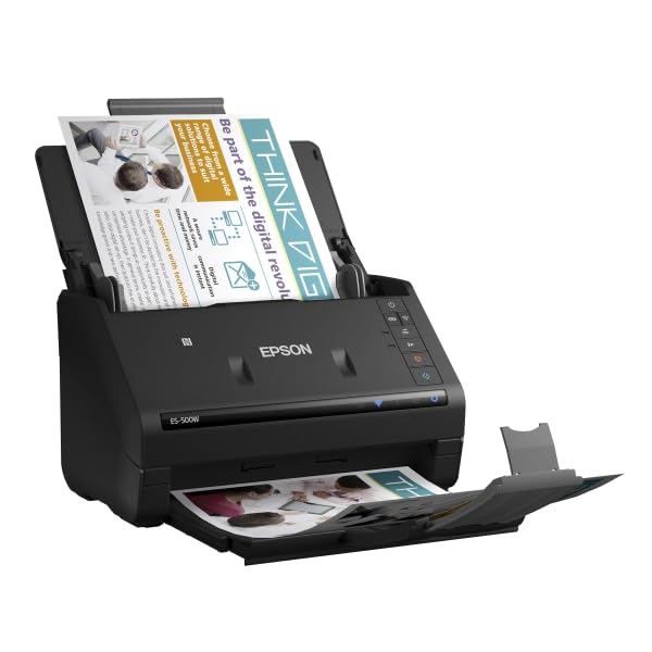 Epson Workforce ES-500W II Wireless Color Duplex Desktop Document Scanner for PC and Mac