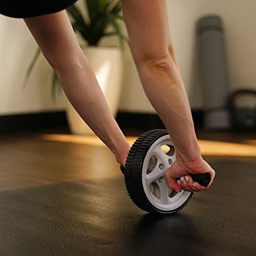 Sunny Health & Fitness Waist Trainer Ab Roller with Elbow Support, Training Wheels, Foldable for Home Gym, Abdominal Exercises, Core Strength