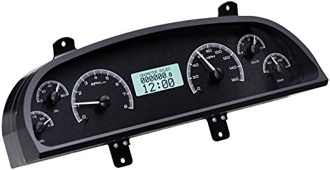 Dakota Digital VHX-94C-CAP-K-W Compatible with 1994-96 Chevy Caprice/Impala SS VHX Gauge Instrument System Black Alloy White Backlighting
