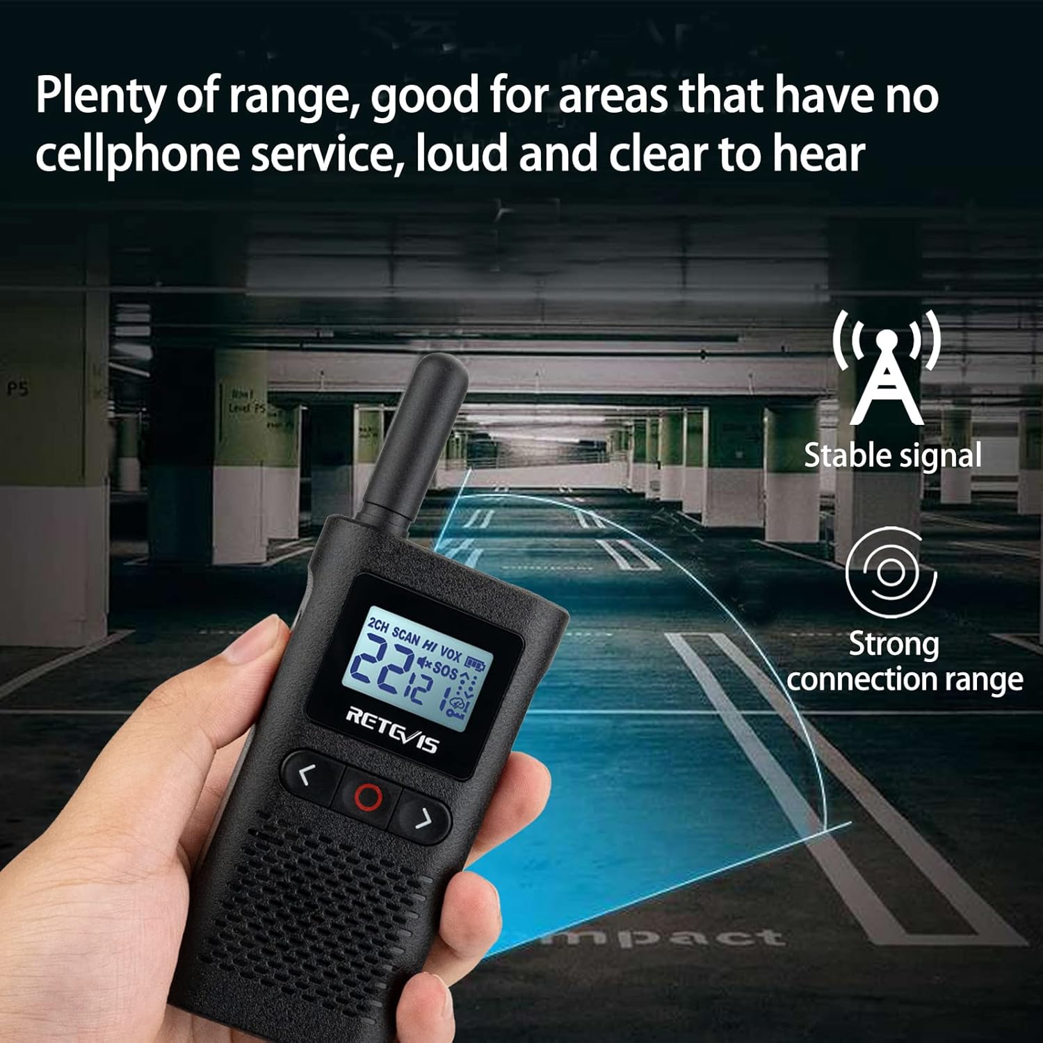 Retevis RB28 Walkie Talkies with Earpiece,Rechargeable 2 Way Radios with Large LCD Screen,1500mAh Battery USB-C Charging
