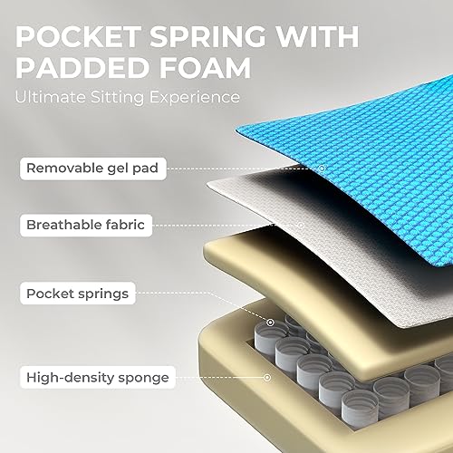 Dowinx Gaming Chair Breathable Fabric Computer Chair with Pocket Spring Cushion, Comfortable Office Chair with Gel Pad and Storage Bag