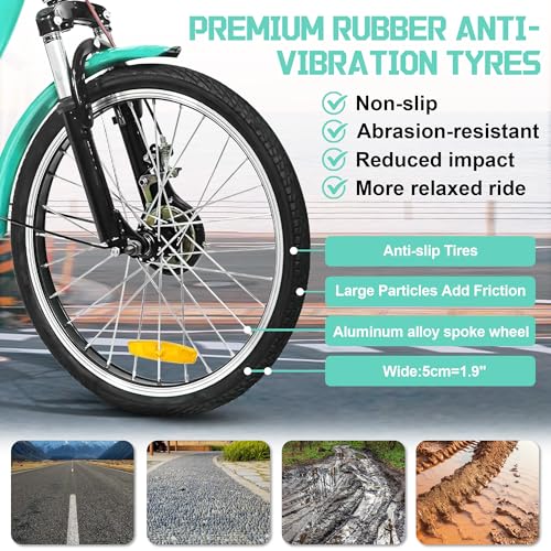 MOOITZ Adult Tricycle, 20 Inch 3-Wheel Bikes, Trike for Adults with Seat, Low Step-Through Cruiser Bike with Front and Rear Baskets