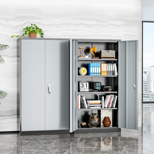 INTERGREAT Metal Storage Cabinets 72” Black Garage Steel Storage Cabinet with Doors and Shelves, Metal Tool Cabinet
