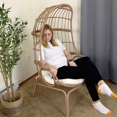 DWVO Egg Chair with Ottoman Outdoor, 370lbs Capacity Wicker Patio Glider Basket Chair with Footrest