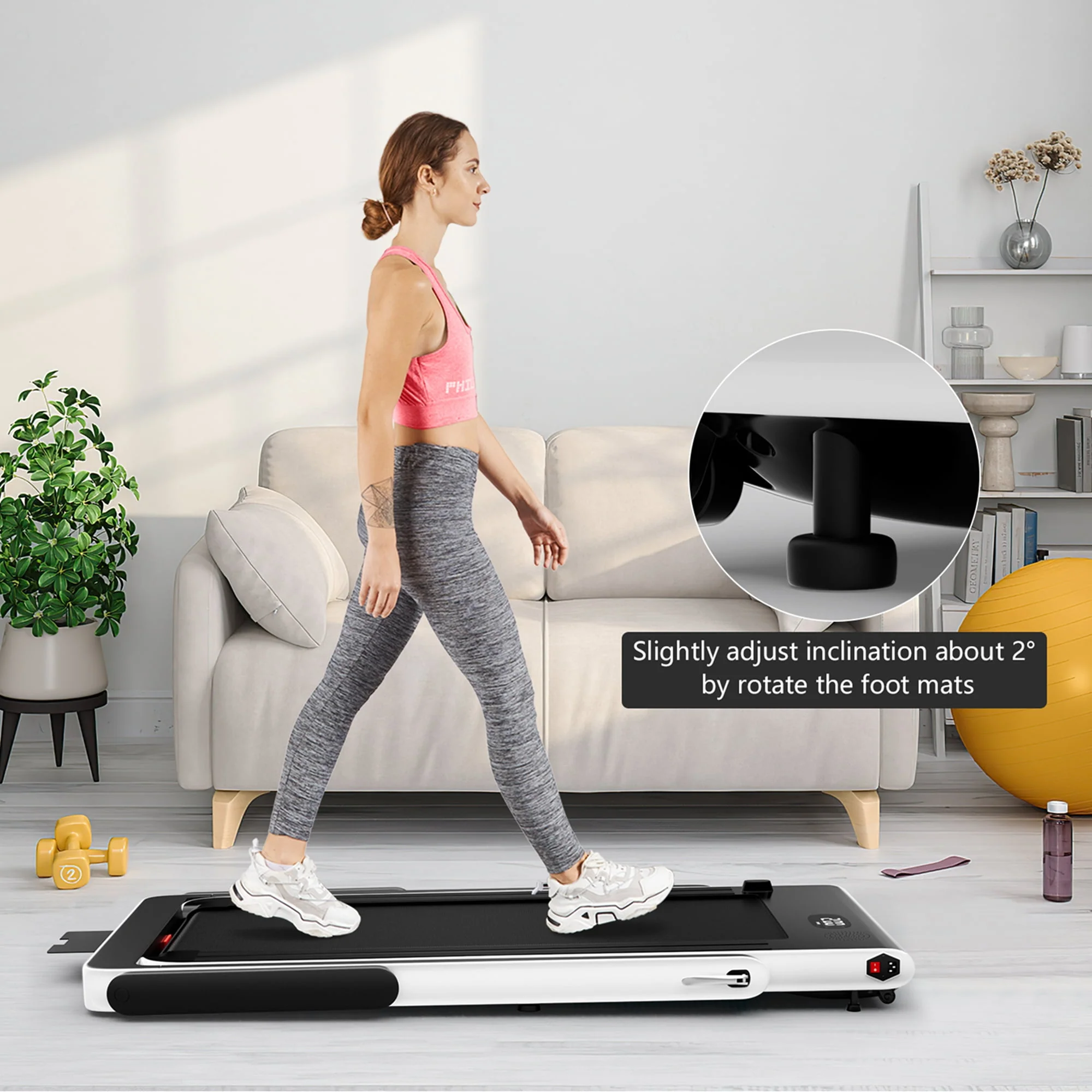 SuperFit Up To 7.5MPH 2.25HP 2 in 1 Single Display Screen Folding Treadmill W/ APP Control Speaker Remote Control Blue