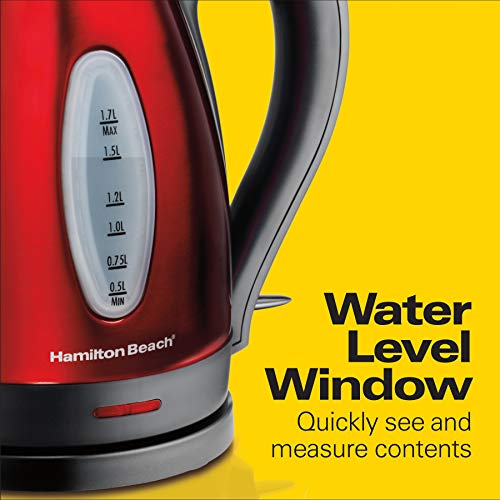 Hamilton Beach Electric Tea Kettle, Water Boiler & Heater, 1.7 Liter, Cordless Serving, 1500 Watts for Fast Boiling