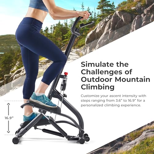 Sunny Health & Fitness Stair Stepper w/Handlebar, Extended Step Range Climber Machine for Legs, Core and Glute Workouts