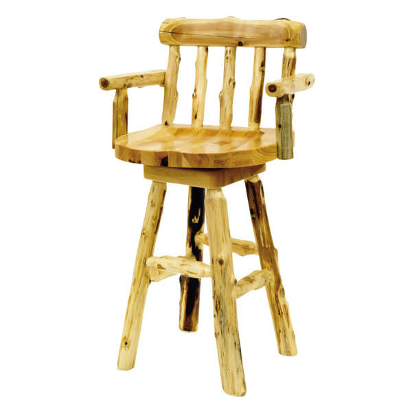 Loon Peak Traditional Cedar Log 24x22 Swivel Bar Stool