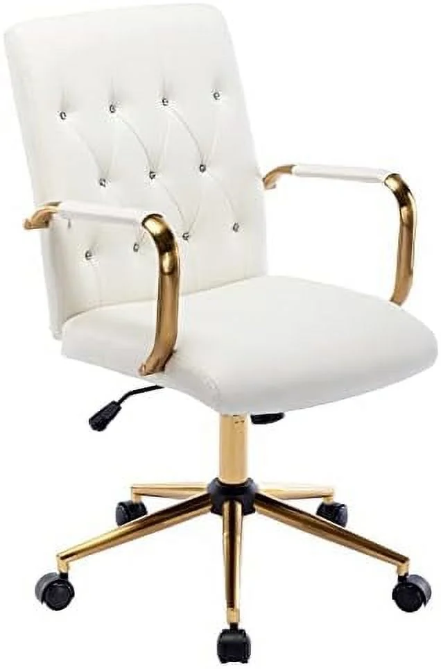 Duhome PU Leather Home Office Desk Chairs, Modern Task Chair With Wheels For Office, Swivel Adjustable Computer Chair With Armrest And Base White