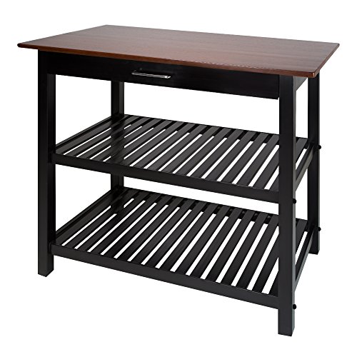 Casual Home Kitchen Island with Solid American Hardwood Top, Natural/White, 40" W (373-91)