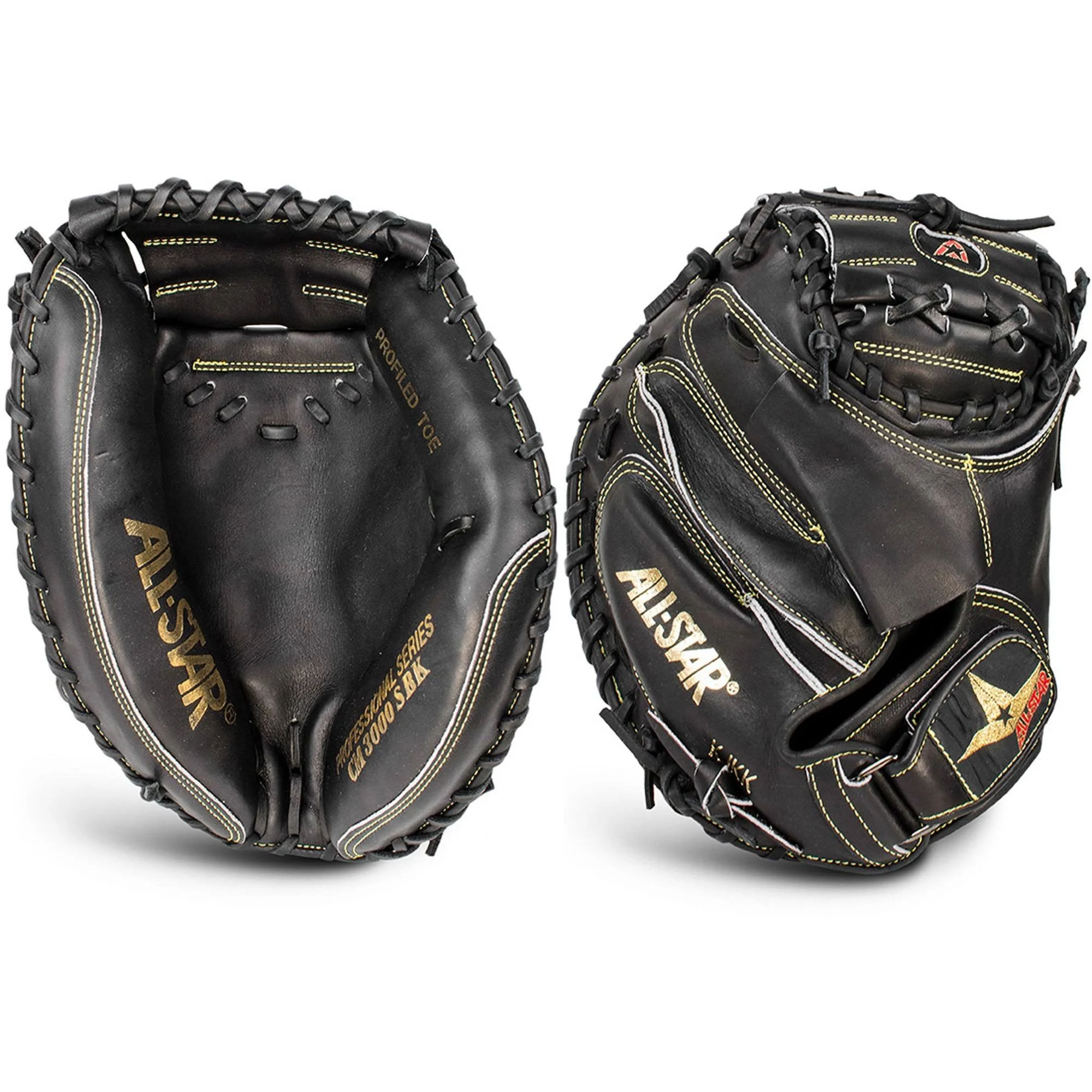 All-Star Pro Elite 33.5x22 Catcher&s Mitt, Black -CM3000SBK