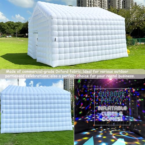 CZGBRO Large Inflatable Nightclub with Light, 20X16.5X12FT White Disco Cube Gazebo Event House Portable Inflatable Party Tent for Birthday, Wedding