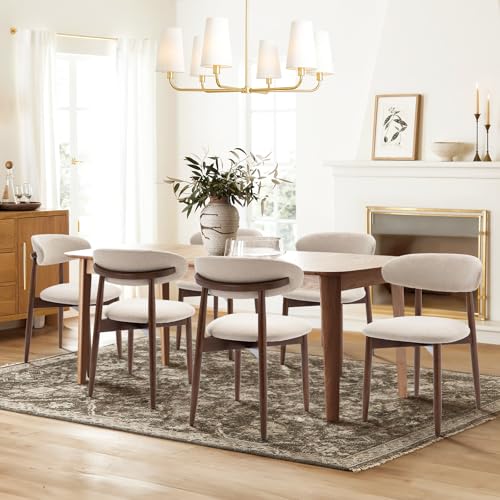 COLAMY Wooden Dining Chairs Set of 4, Modern Fabric Upholstered Dining Room Chair, Farmhouse Kitchen Chairs with Foot Pegs, Green