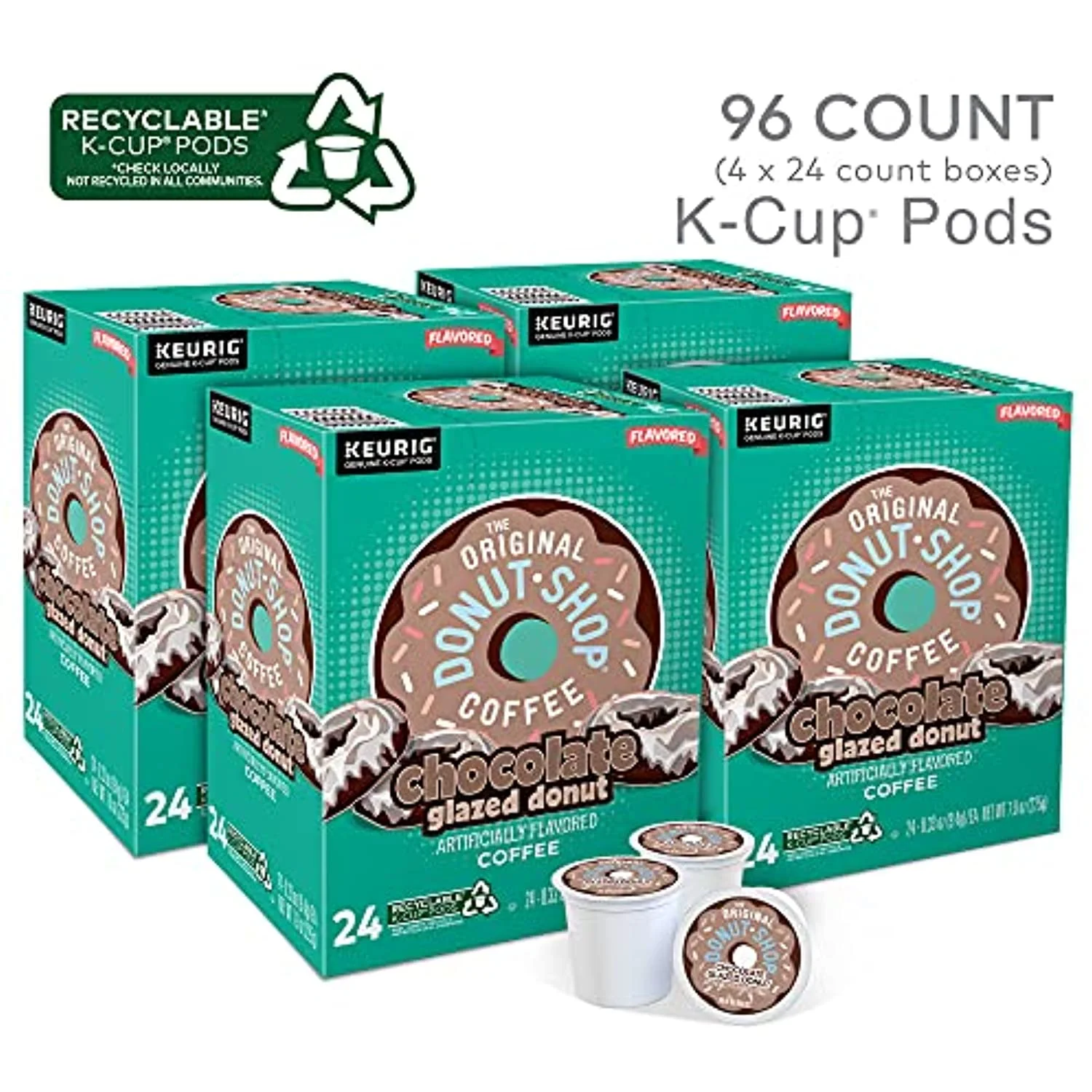The Original Donut Shop Coffee Chocolate Glazed Donut Keurig Single-Serve K-Cup Pods, Medium Roast Coffee, 96 Count