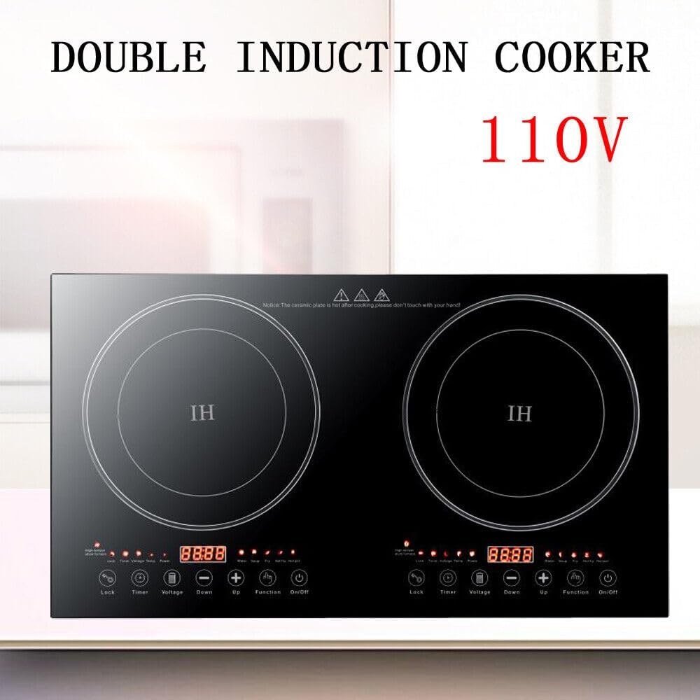 Double Induction Cooktop Burner,Electric Cooktop 26.77 Inch Electric Stove 110V 2400W 8 Power Levels w/Timer