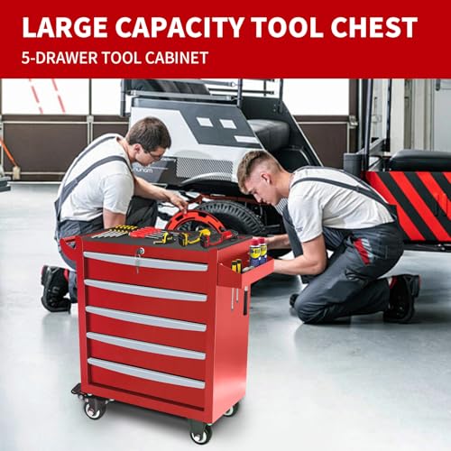 Rolling Tool Chest, Metal Tool Box with 5 Drawers