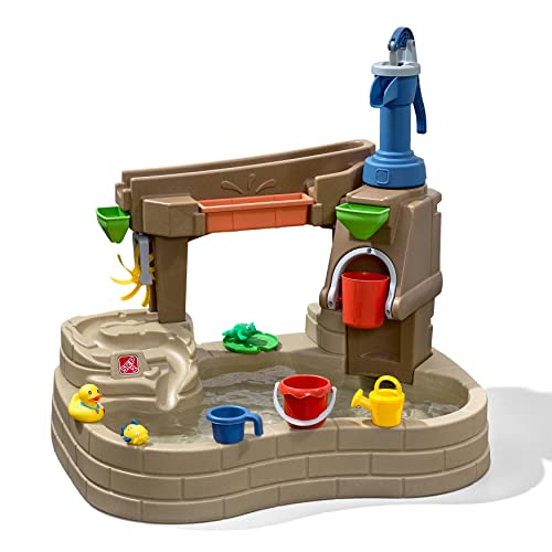 Step 2 Pump & Splash Discovery Pond Water Table, Kids Water Sensory Activity Pool, Summer Outdoor Toys, 10 Piece Toy Accessories