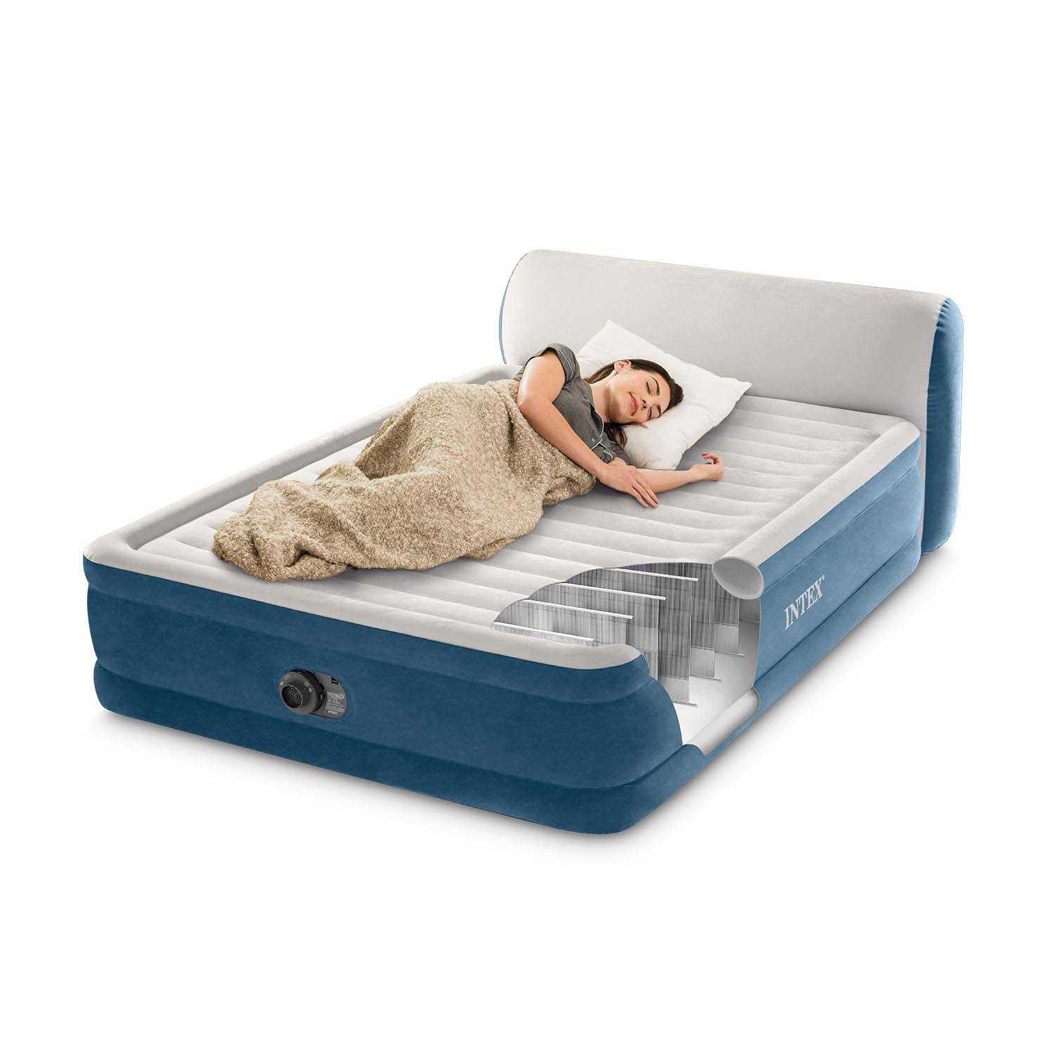 Intex Queen Dura-Beam Deluxe Series Comfort Headboard Airbed Internal Pump - Sports Supplies Online Store