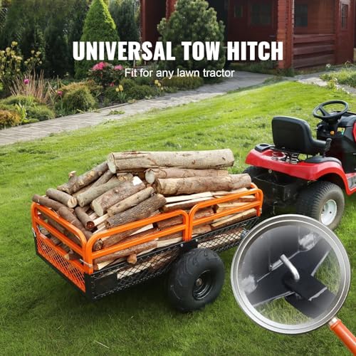 HMKJHL Heavy Duty Steel ATV Dump Trailer, 1500-Pound Load Capacity 15 Cubic Feet, Tow Behind Dump Cart Garden Trailer