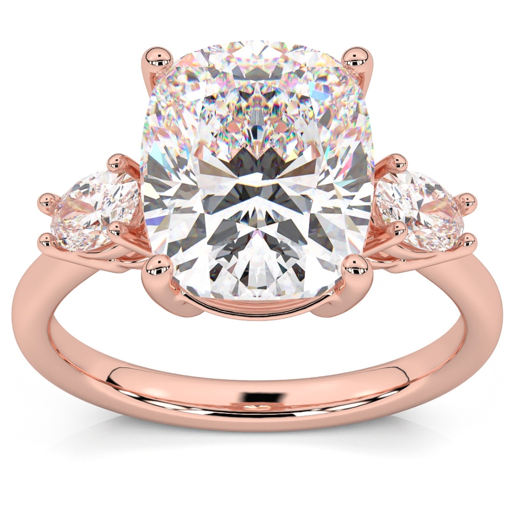 Pompeii3 Certified 6Ct Cushion Cut 3-Stone Diamond Engagement Ring 14k Gold Lab Grown