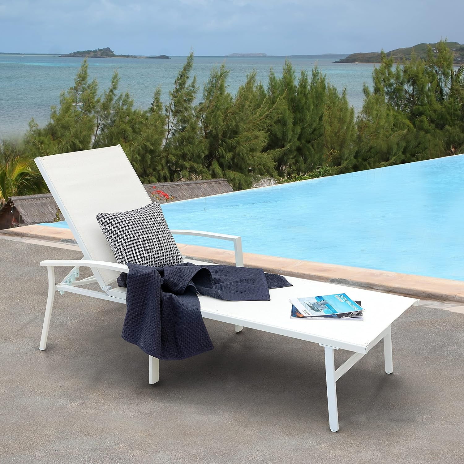 Set Of 2 Outdoor Patio Chaise Lounge Chair Adjustable Reclining Folding Pool Lounge,Folding Chaise Lounge Chairs For Poolside, Deck, Backyard