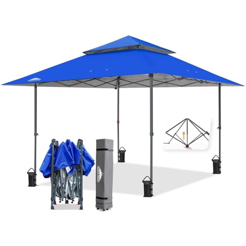 EAGLE PEAK 13x13 Straight Leg Pop Up Canopy Tent Instant Outdoor Canopy Easy Single Person Set up Folding Shelter w/Auto Extending Eaves 169 Square