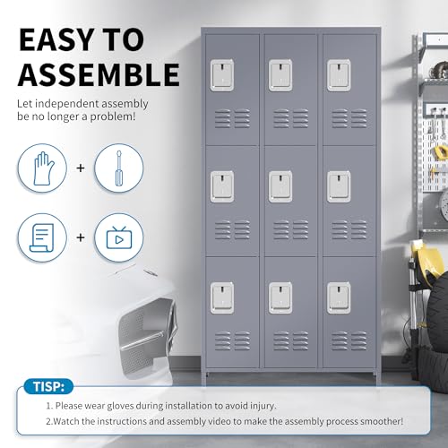 6 Doors Metal Lockers for Employees 72" H Storage Cabinet Lockable Locker with Shelves Steel Storage Locker for Gym School Office Home Requires