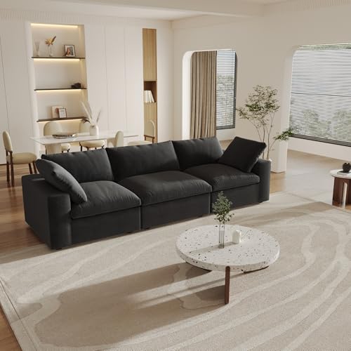 160.6" Cloud Couch Modular Sectional Sofa for Livingroom,Oversized Convertible Sofa with Storage Ottomans,6 Seat Wide Couches