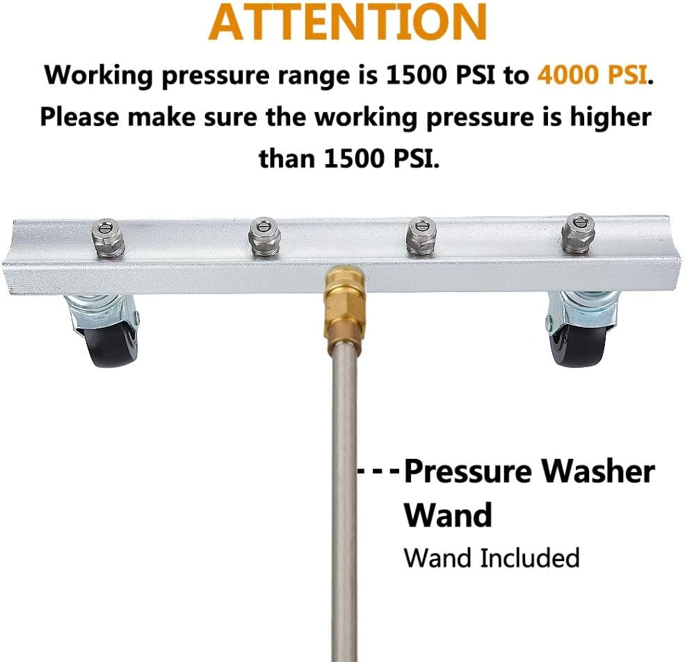 Twinkle Star 16 Inch Pressure Washer Undercarriage Cleaner, Under Car Water Broom with 16" Straight Extension Wand and 16" 45 Degree Curved Wand