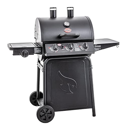Char-Griller® Grillin' Pro 3-Burner Propane Gas Grill in Black with 40,800 BTU, Cast Iron Grates and Warming Racks, 630 Cooking Square Inches