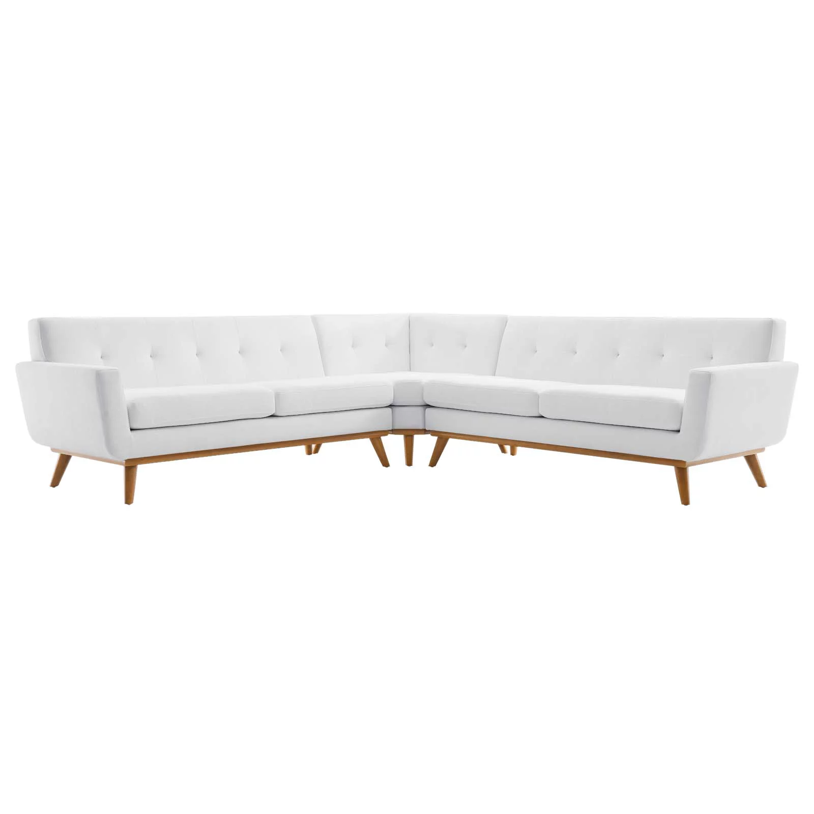 Modway Engage L-Shaped Upholstered Fabric Sectional Sofa in White