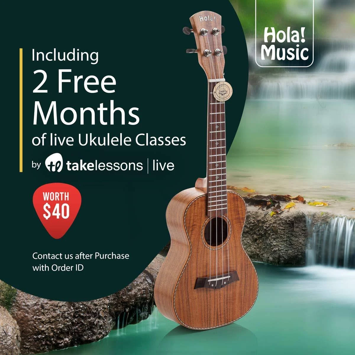 Hola! Music HM-127KA+ Deluxe Tenor Ukulele, Acacia w/Aquila Strings