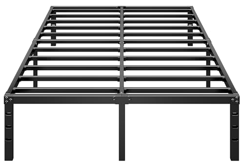Metal Platform Bed Frame 14 Inch Tall Bed No Box Spring Needed,Twin Size Bed with Heavy Duty Strong Support Slats,Easy to Assemble,Black