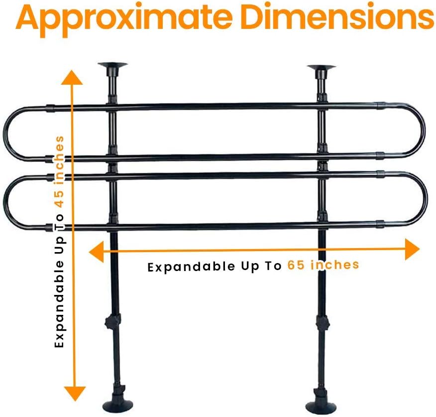 Zento Deals Metal Dog Barrier - Adjustable and Universal for Cars - Easy Install Dog Car Gate