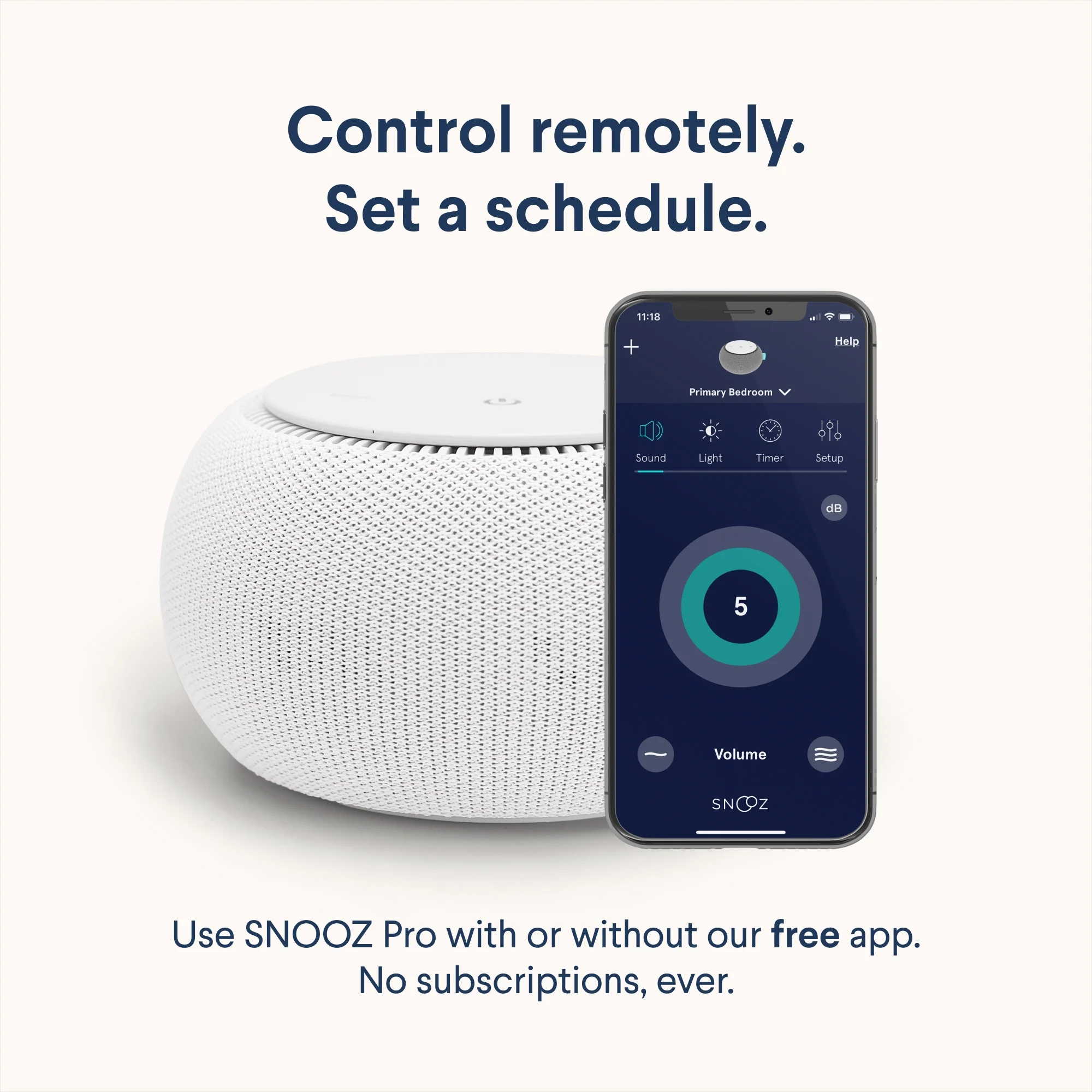 SNOOZ Pro - Smart White Noise Machine – Real Fan Inside, Non-Looping White Noise, Adjustable Tone & Volume – App-Based Remote Control, Sleep Timer