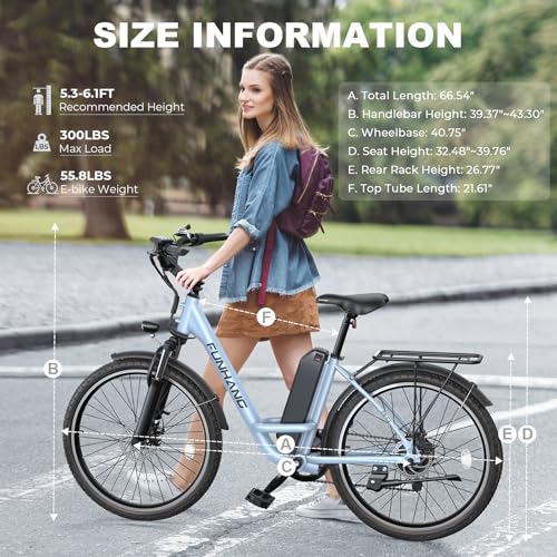 Electric Bike for Adults, 26" 1000W Peak City Cruiser Ebike, 21.7MPH 50 Miles Commuter Electric Bicycle with 48V 374.4WH Removable Li-ion Battery